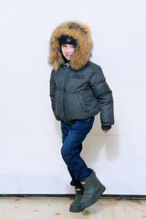 Boys Kangaroo Bomber - Pine Green