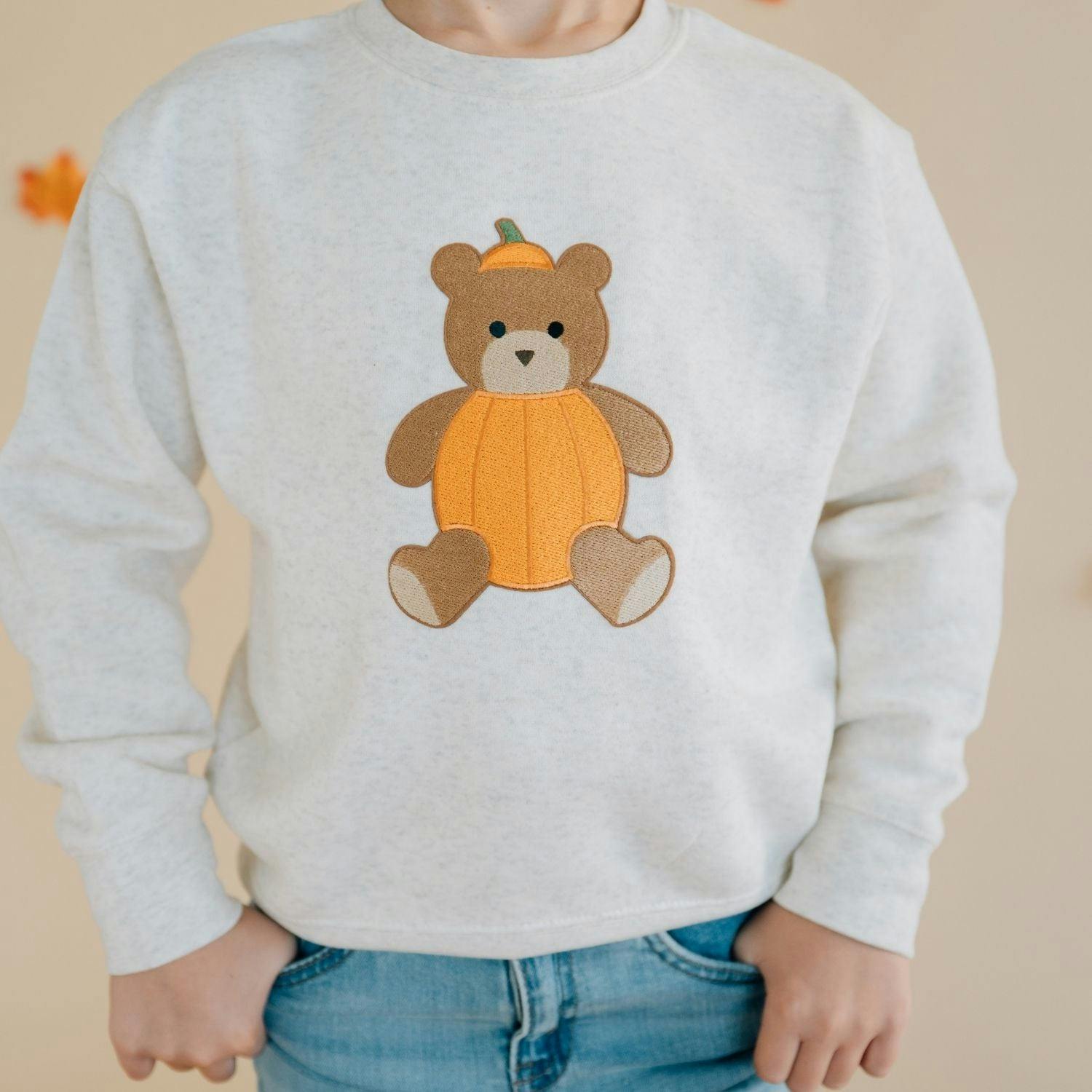 Pumpkin Teddy Bear Patch Sweatshirt
