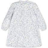 Organic Long Sleeve Ruffle Neck Smocked Yoke Dress, White