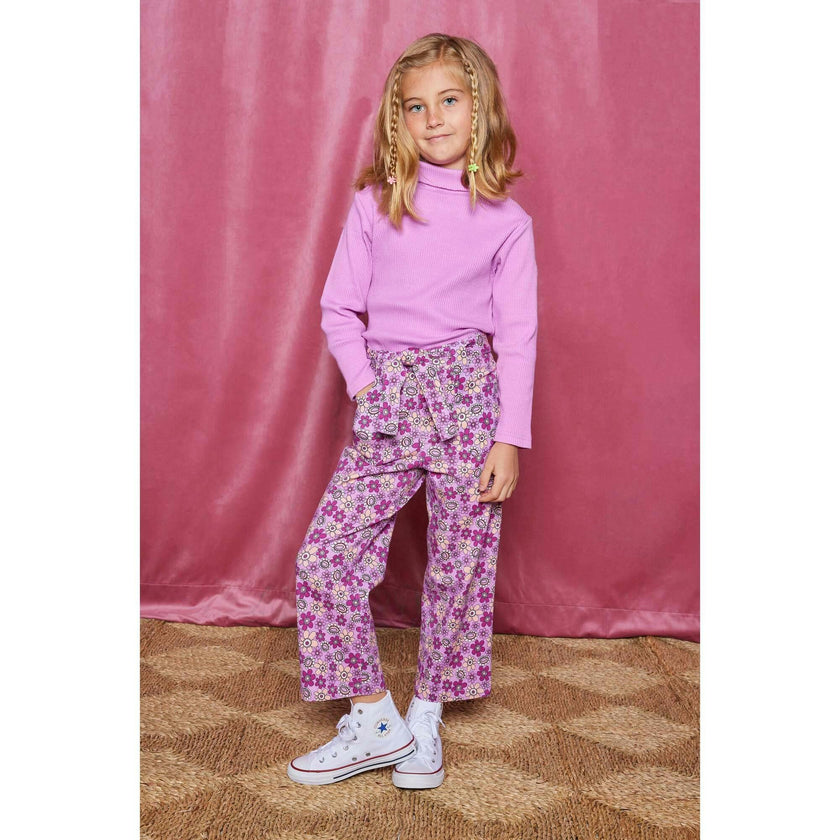 Claiborne Print Bow Waist Wide-Leg Pocket Pant