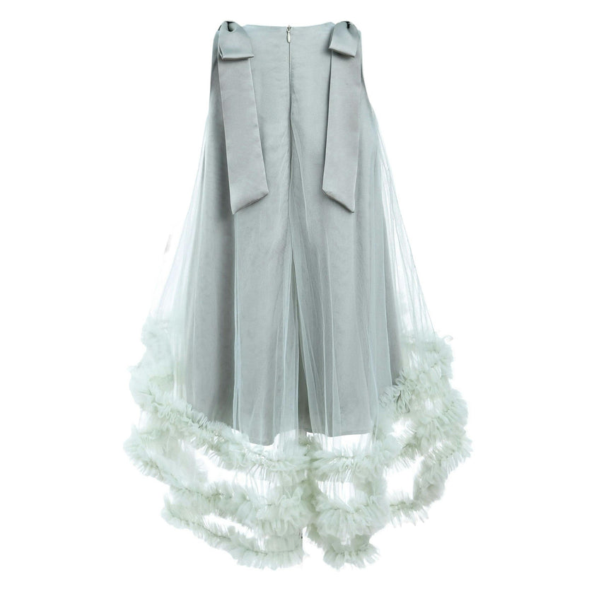 Green Violeta Sleeveless Ruffle Overlay Dress