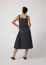 Square Neck Smocked Cotton Maternity Maxi Dress