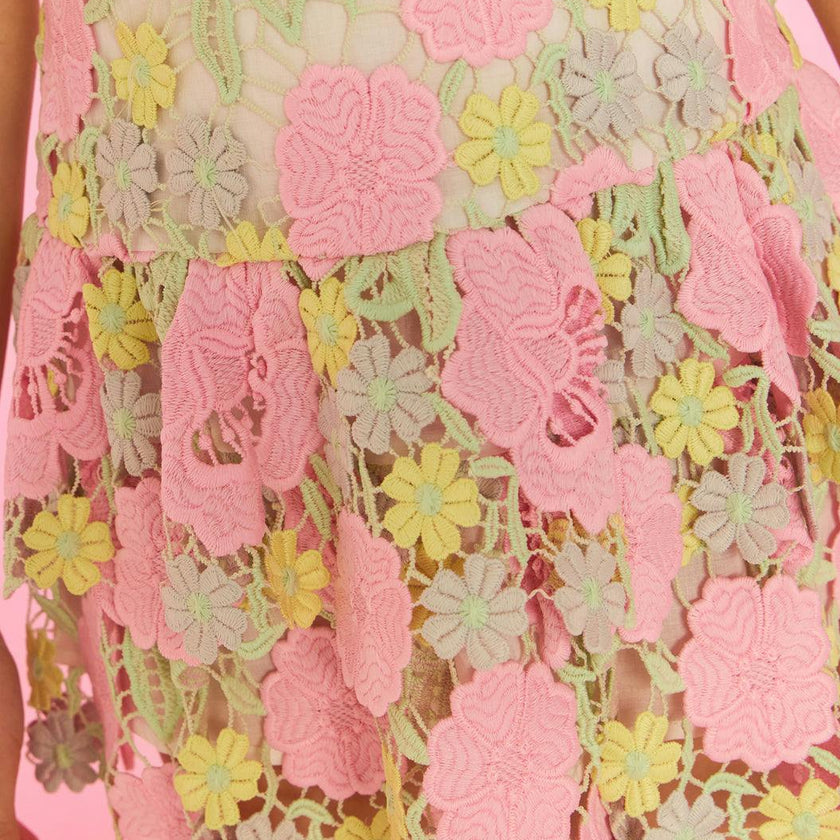 Estella Frill Embroidered Mini Skirt