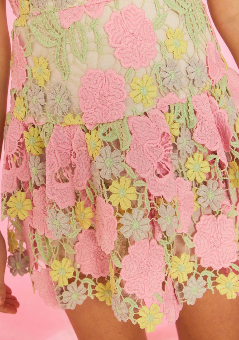 Estella Frill Embroidered Mini Skirt