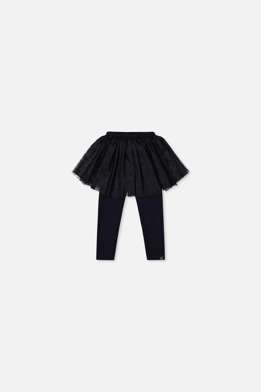 Baby Leggings With Integrated Tulle Skirt Dark Blue