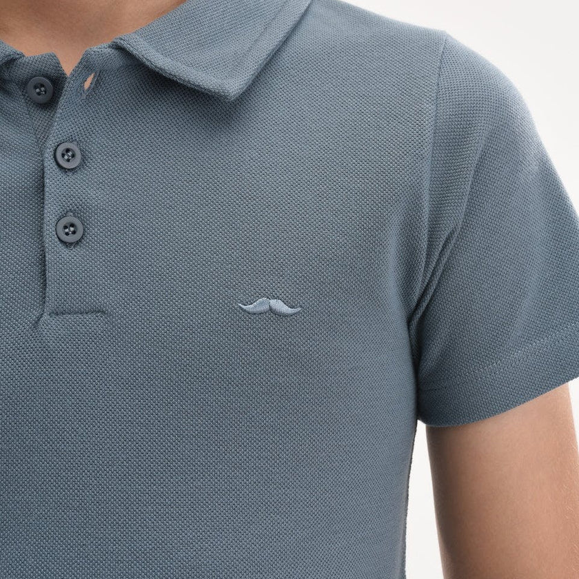 Blue Solid Logo Polo