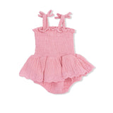 Solid Muslin Poignant Pink - Smocked Bubble with Skirt