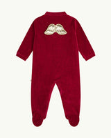 Velour Angel Wing™ Sleepsuit - Gold & Burgundy