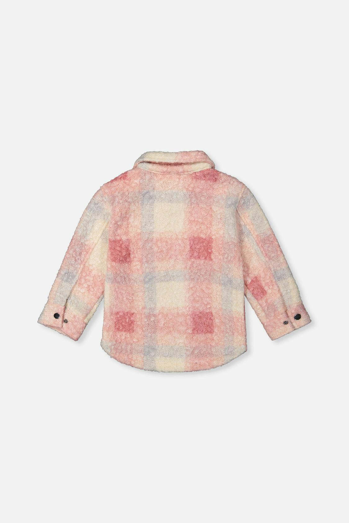 Zipped Plaid Overshirt With Chest Pockets Beige And Pink Plaid