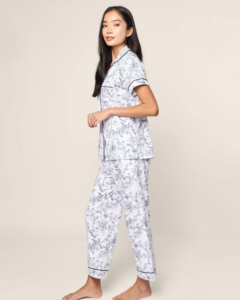 Women's Pima Cropped Pajama Set in Timeless Toile