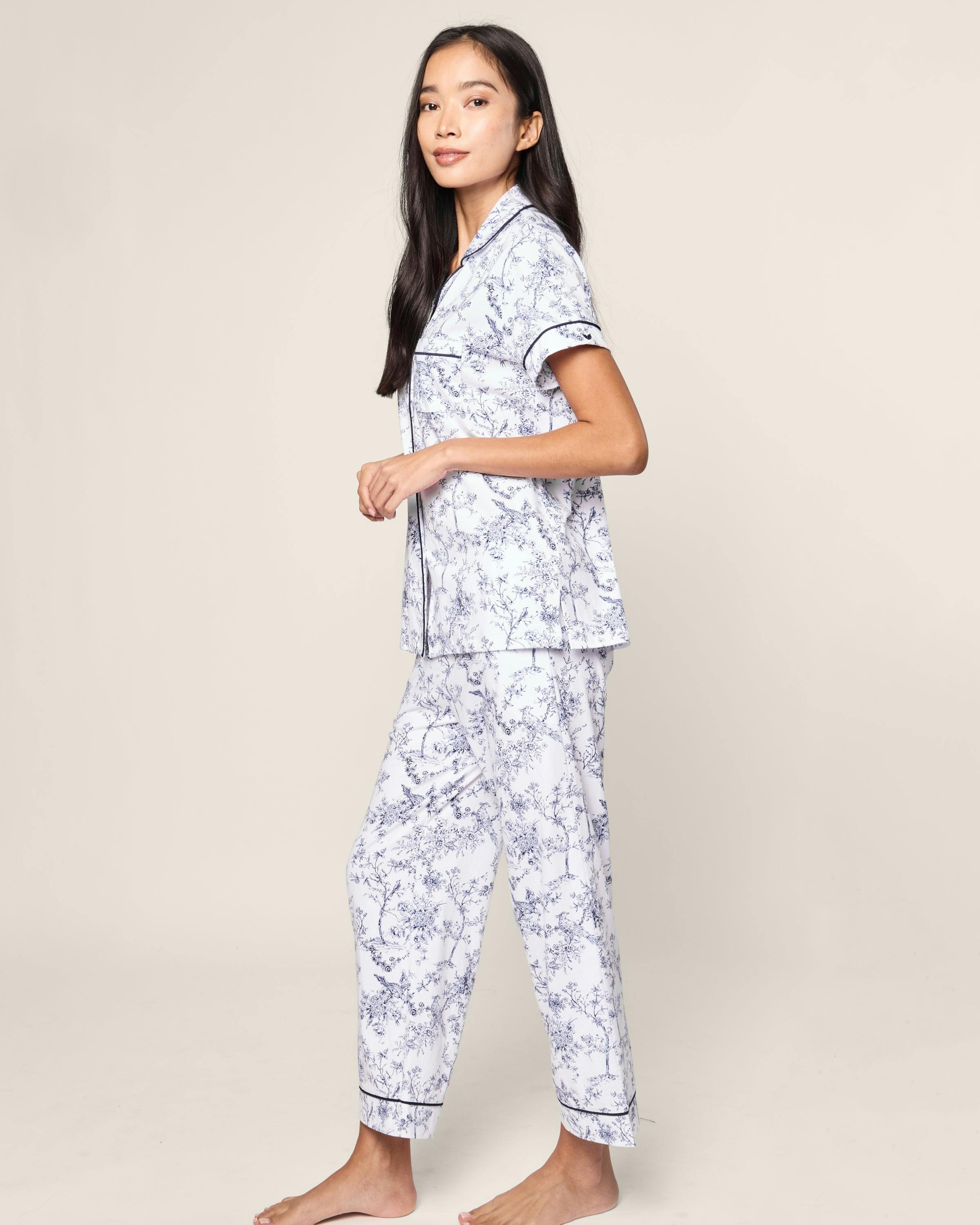 Women's Pima Cropped Pajama Set in Timeless Toile
