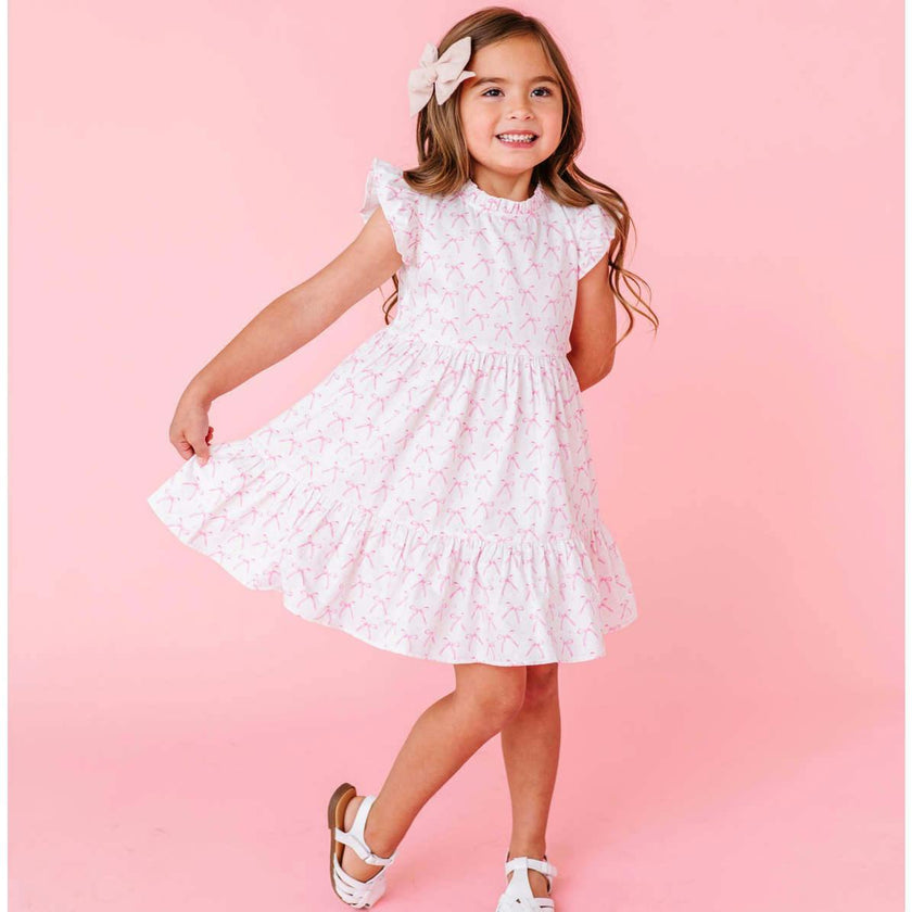 Blush Bows Ruffle Dress