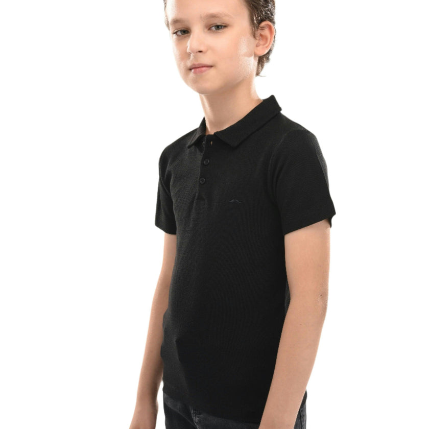 Black Solid Logo Polo
