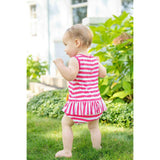 Stripe Knit Romper With Flower