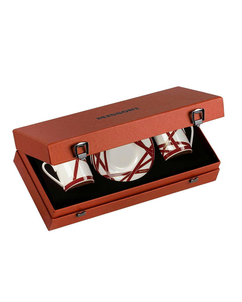 NASTRI BORDEAUX Luxury box Set 2 Pcs. Coffee Cup & Saucer - Ø 6 X H 6,1 Cm Cap. 12 Cl. - S.12 Cm