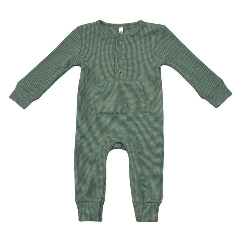 Waffle Romper in Pine