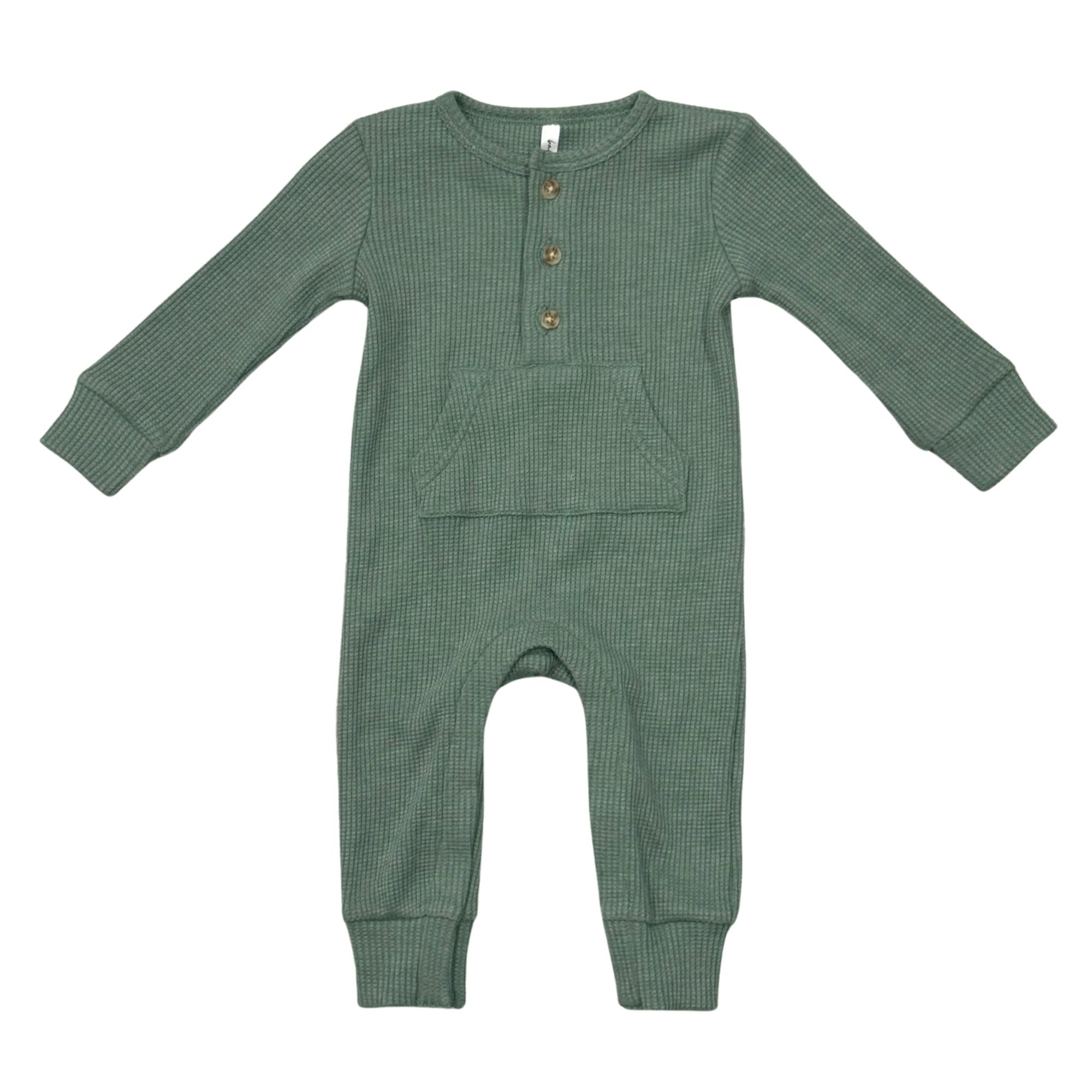 Waffle Romper in Pine