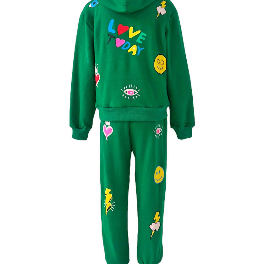 You Rock Doodle Print Hoodie And Pant Set