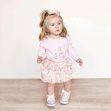 Lil Sis Embroidered Patch Long Sleeve Romper - Ballet