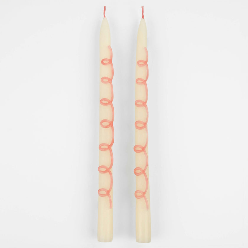 Pink Swirl Taper Candles