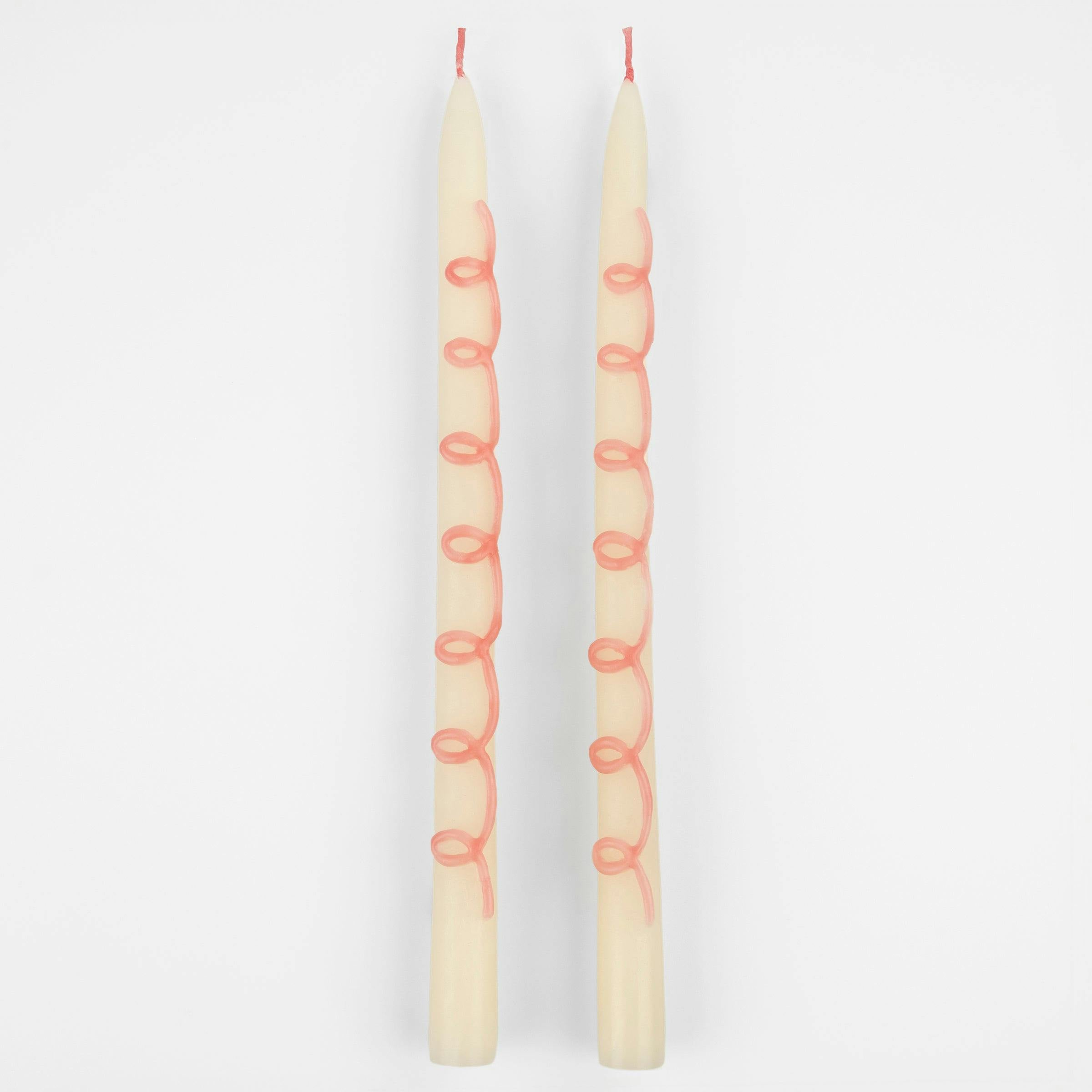 Pink Swirl Taper Candles