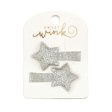 Silver Glitter Star Clip Set