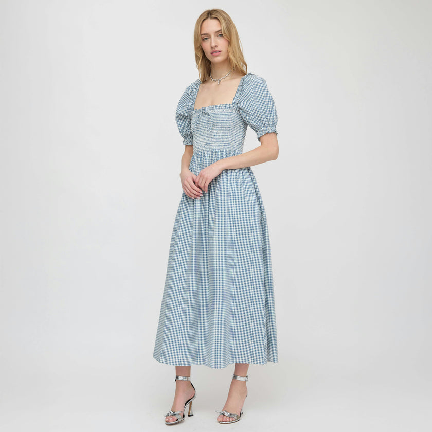 The Scarlett Nap Dress - Lagoon Gingham