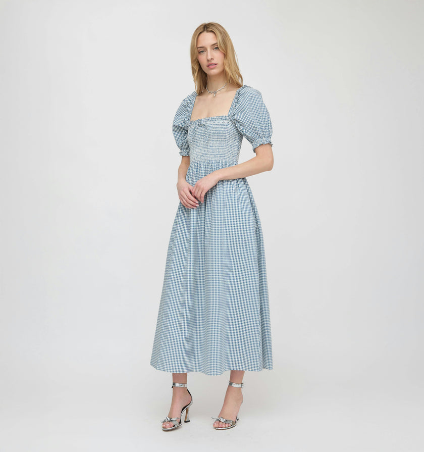the azalea maxi nap dress in Lagoon Gingham L Gorgeous Best Prom Websites extra long caftan A secondary tier of Color:Sunrise