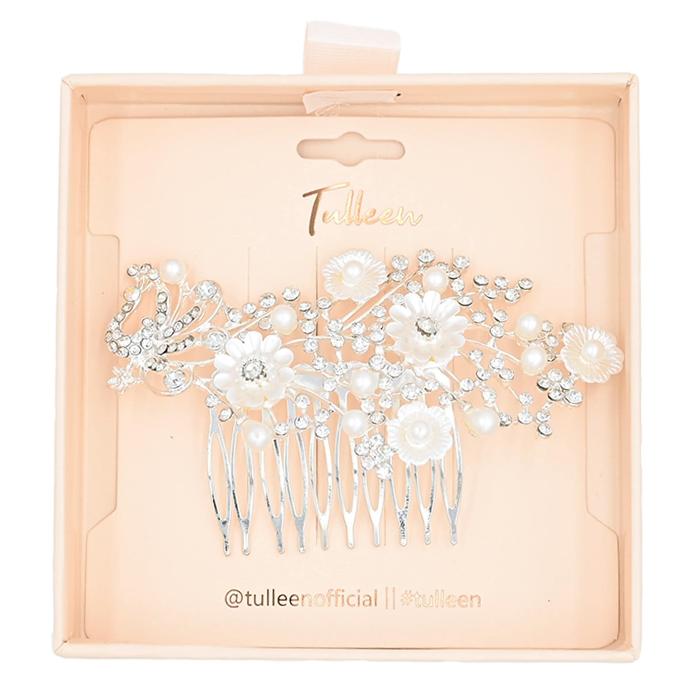 Crystal Ribbon Flowerbed Hair Comb