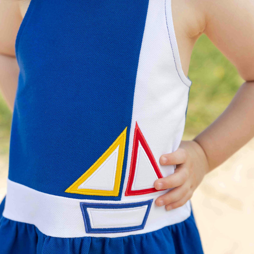 Pique Knit Dress With Sailboat