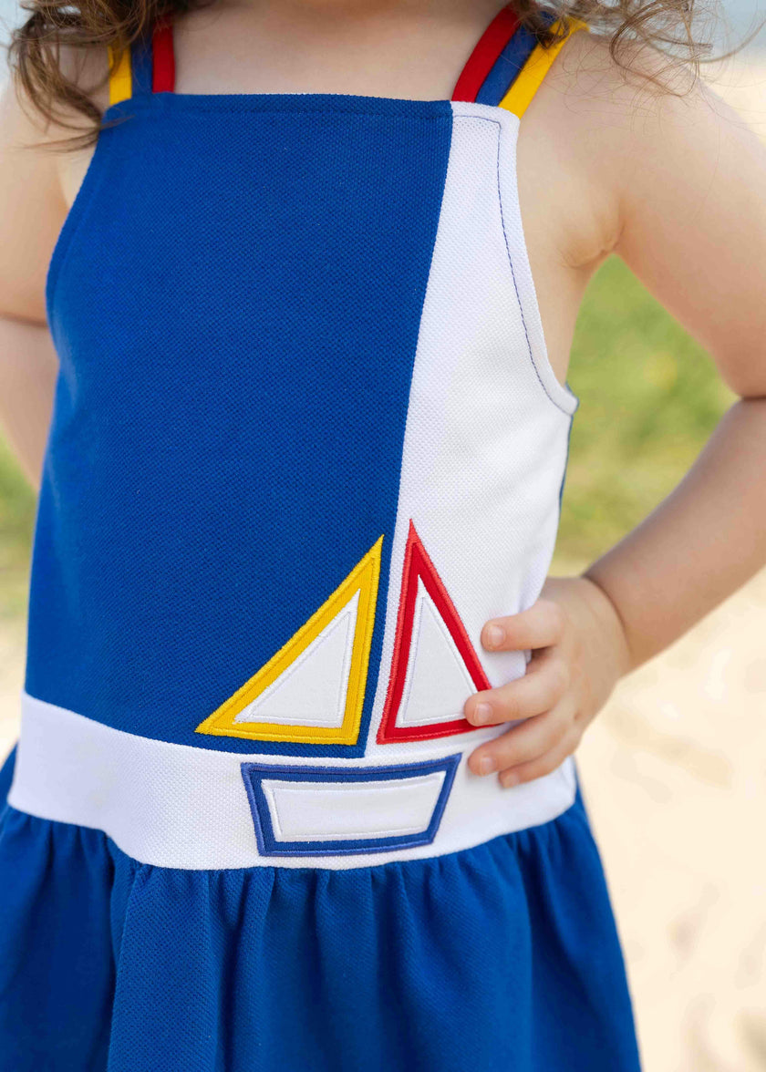 Pique Knit Dress With Sailboat