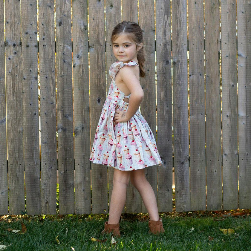 Ruffle Sleeve Dress in Milkshakes