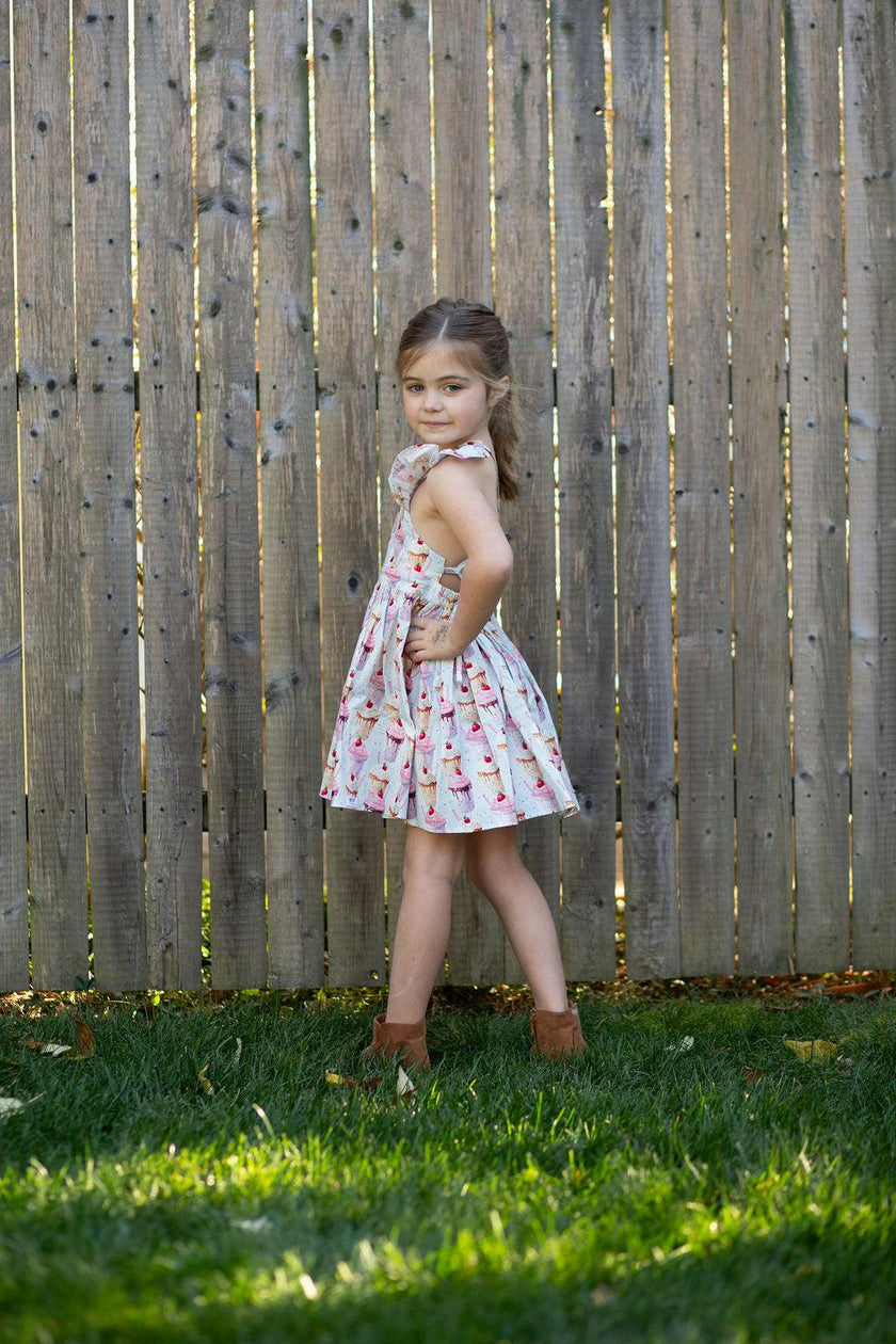 Ruffle Sleeve Dress in Milkshakes