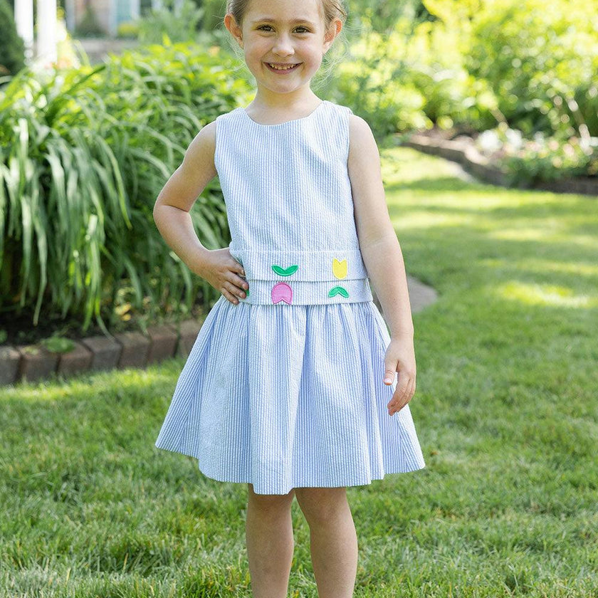 Seersucker Dress With Tulips