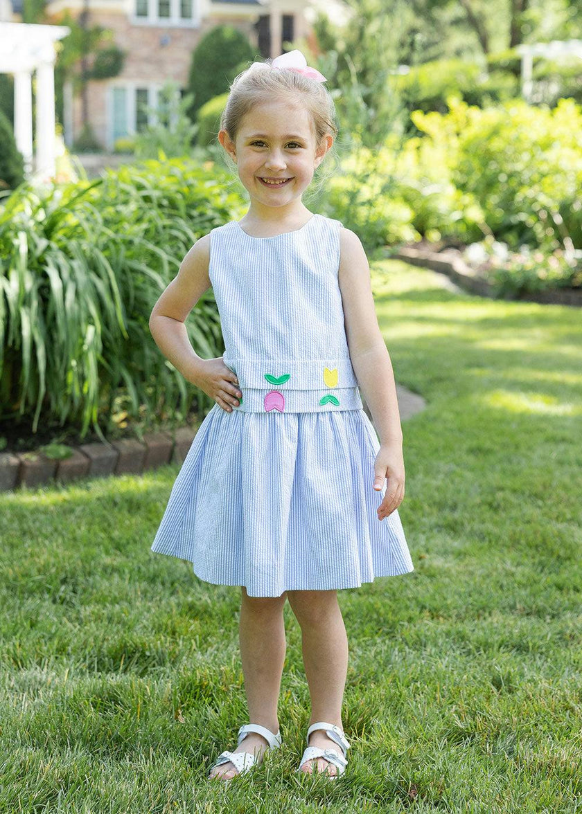 Seersucker Dress With Tulips