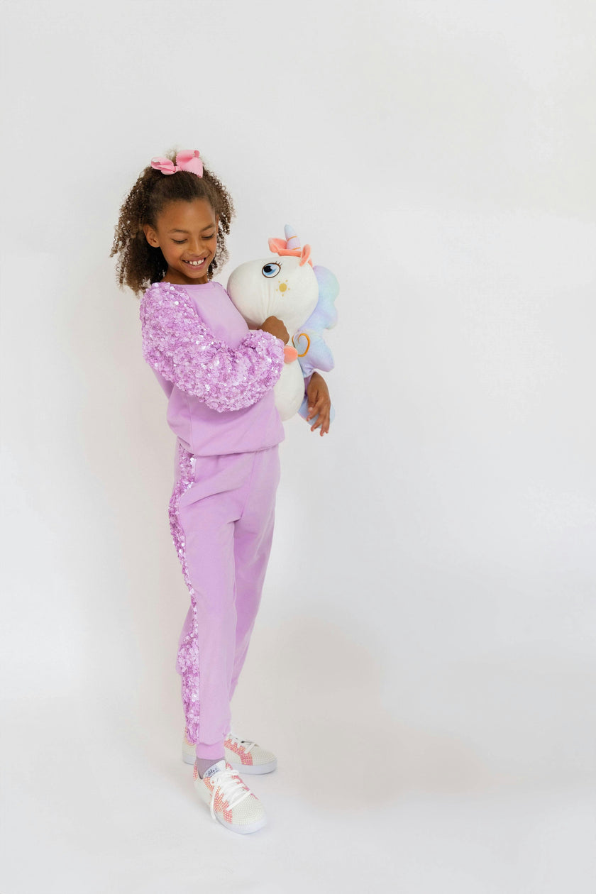 Lavender Sequin Joggers Set