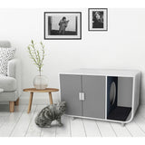 Dyad Large Mid Century Wooden Litter Box Cabinet and Side Table