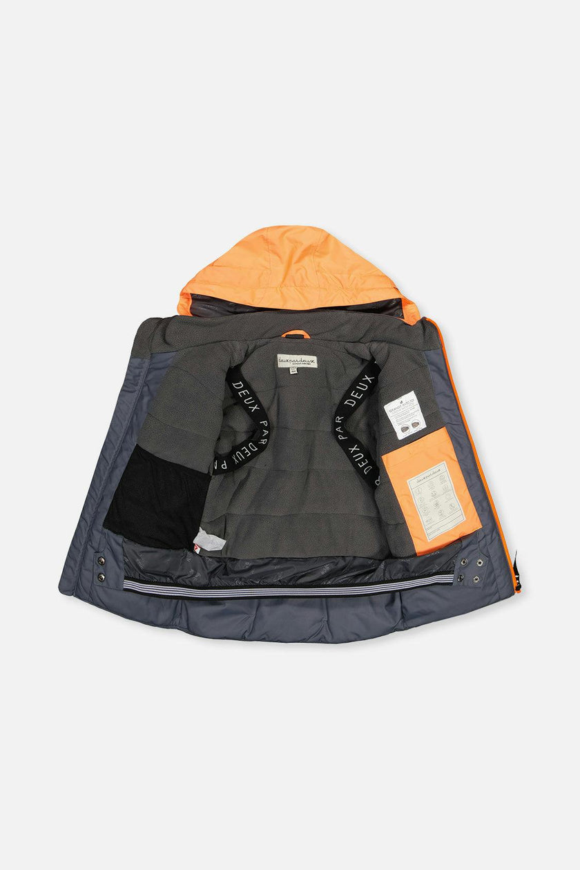 Two Piece Teknik Snowsuit Bright Orange Grey And Taupe