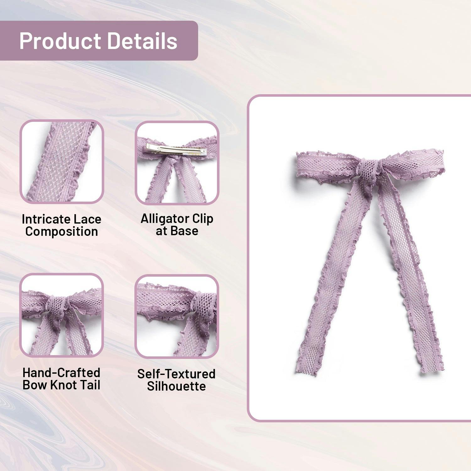 Halo Luxe Mae Lattice Lace Long Tail Clip - Lavender