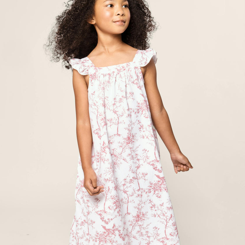 Girl's Twill Clara Nightgown in Pink Timeless Toile
