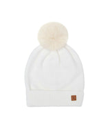 Kids Knit Winter Hat with Faux Fur Pom