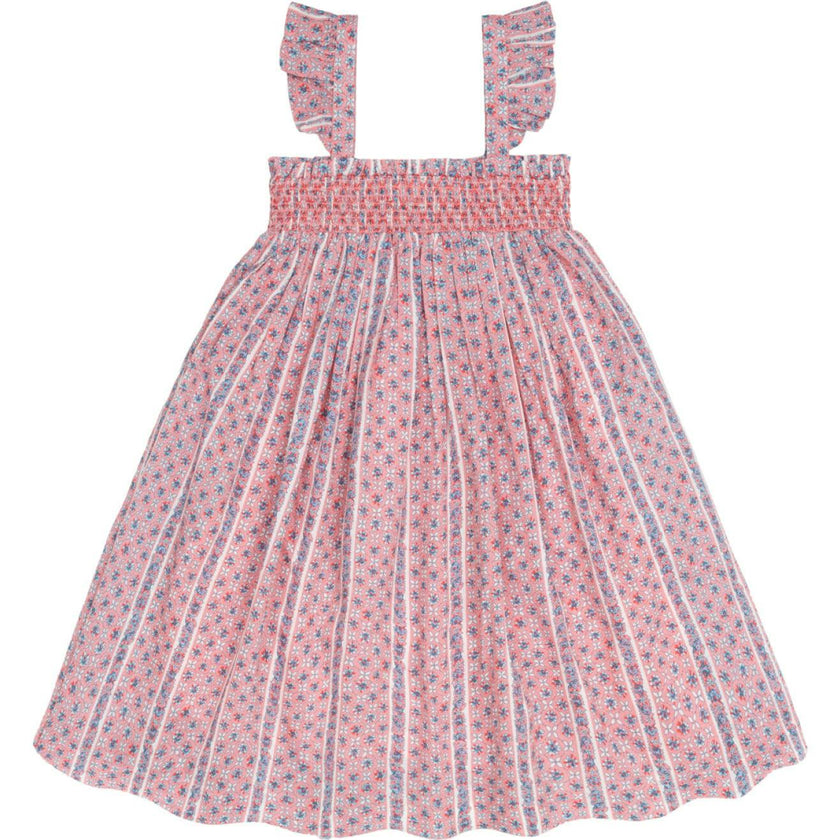 girls rosa vine smocked dress with flutter sleeves
