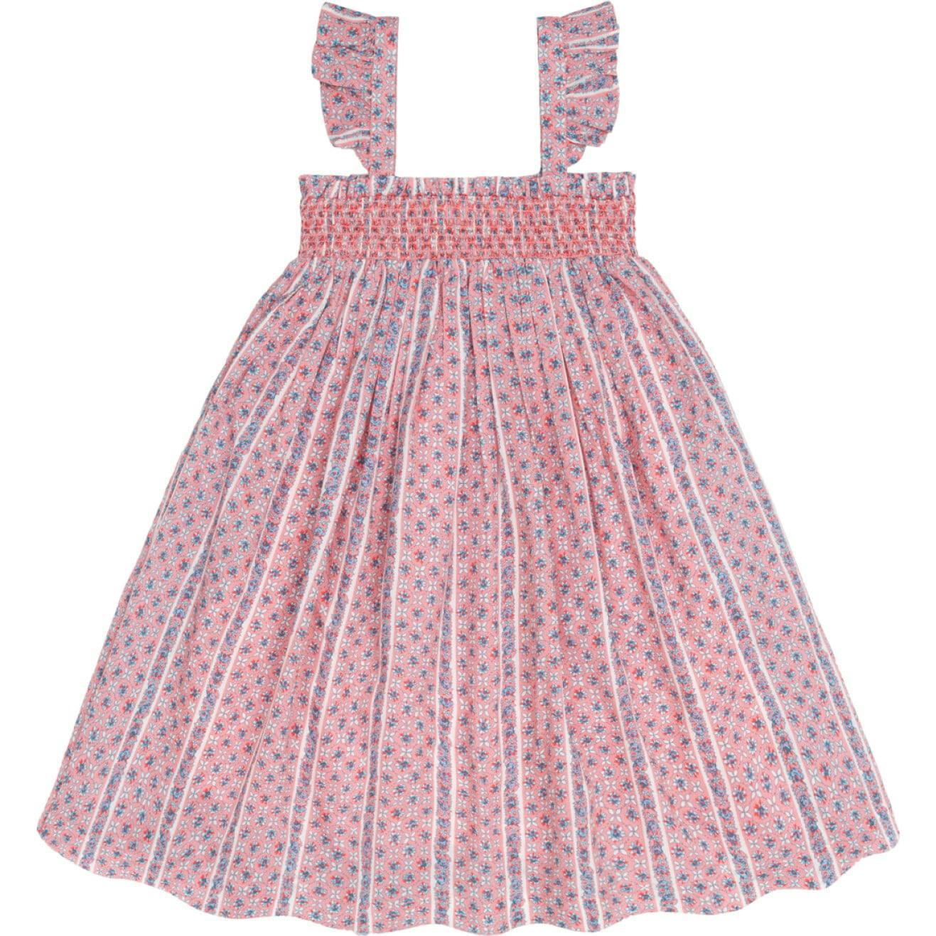 girls rosa vine smocked dress with flutter sleeves