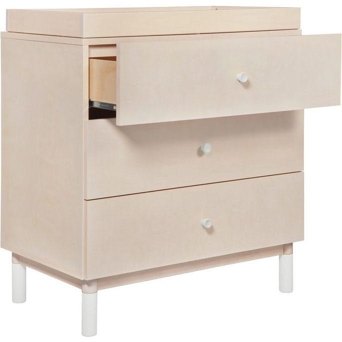 Gelato 3-Drawer Compact Changer Dresser with Removable Changing Tray (34") in Washed Natural / White