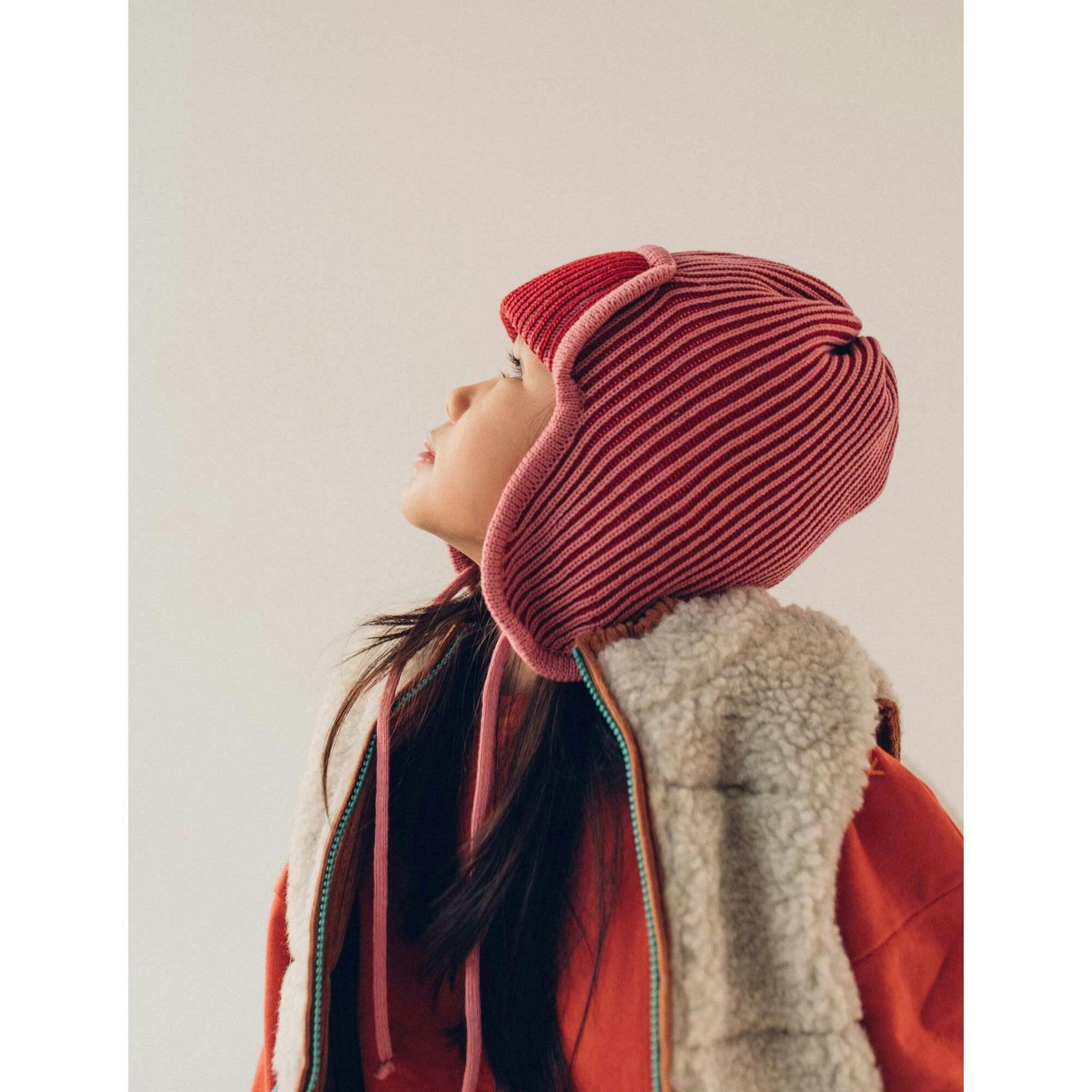 children's merino pilot cap - cherry frost