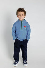 Stripe Performance Knit Half Zip With Sports Crest