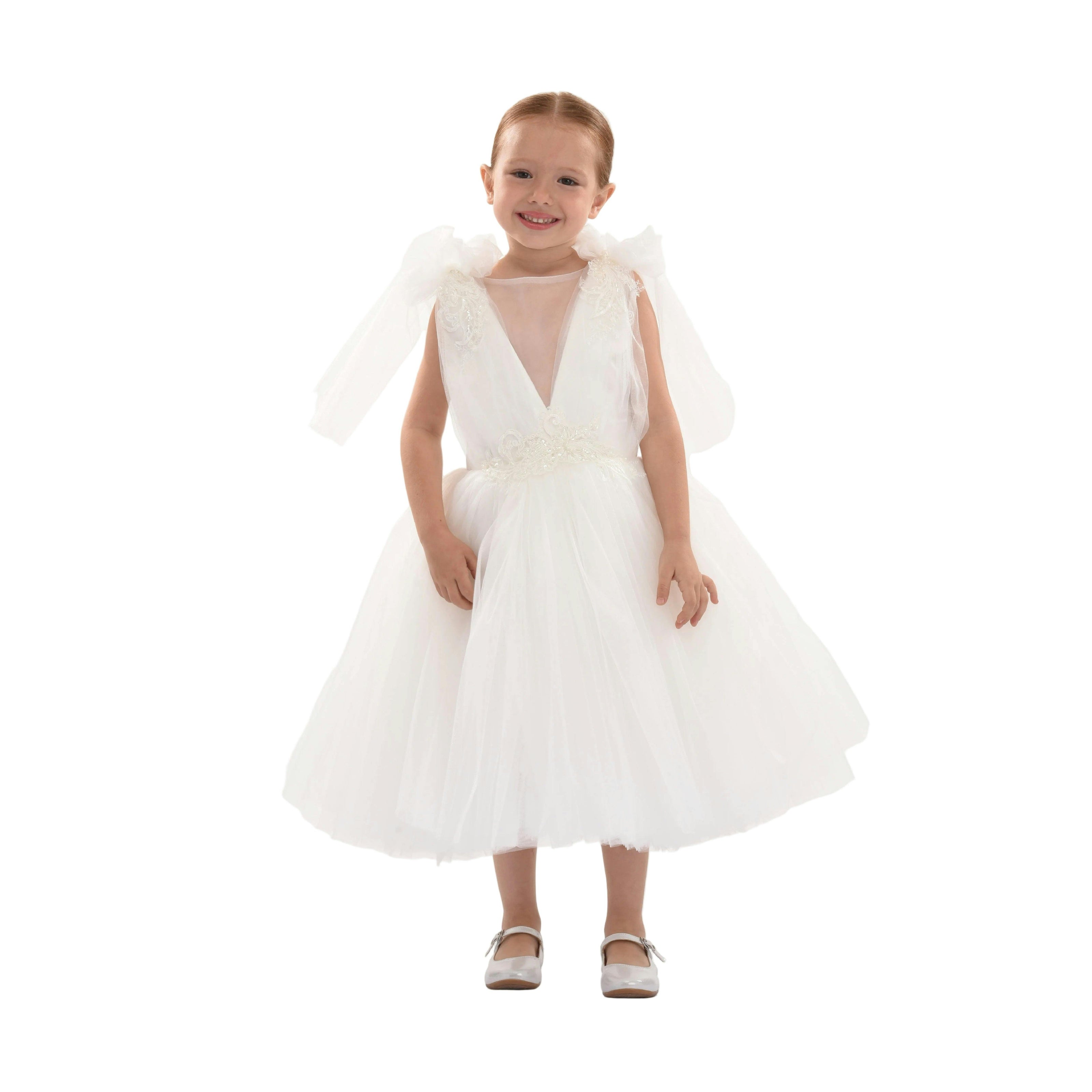 White Aspen Tulle Bow Dress