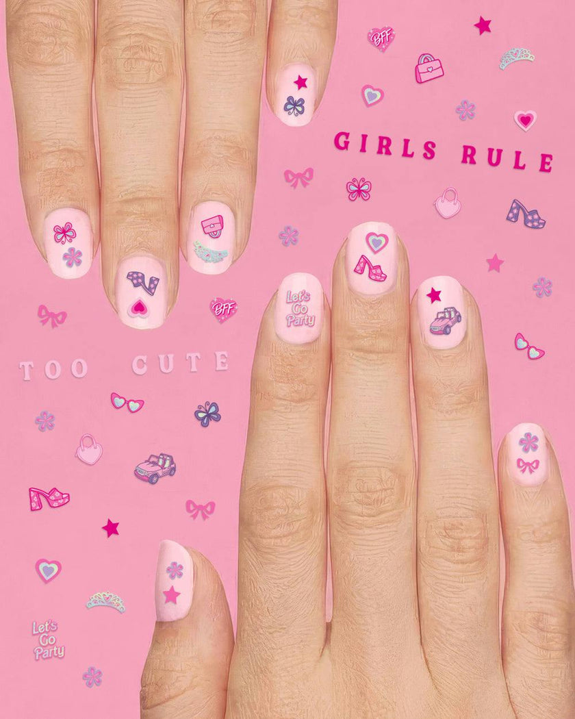 Pink Party Nail Stickers - 648 adhesive nail stickers