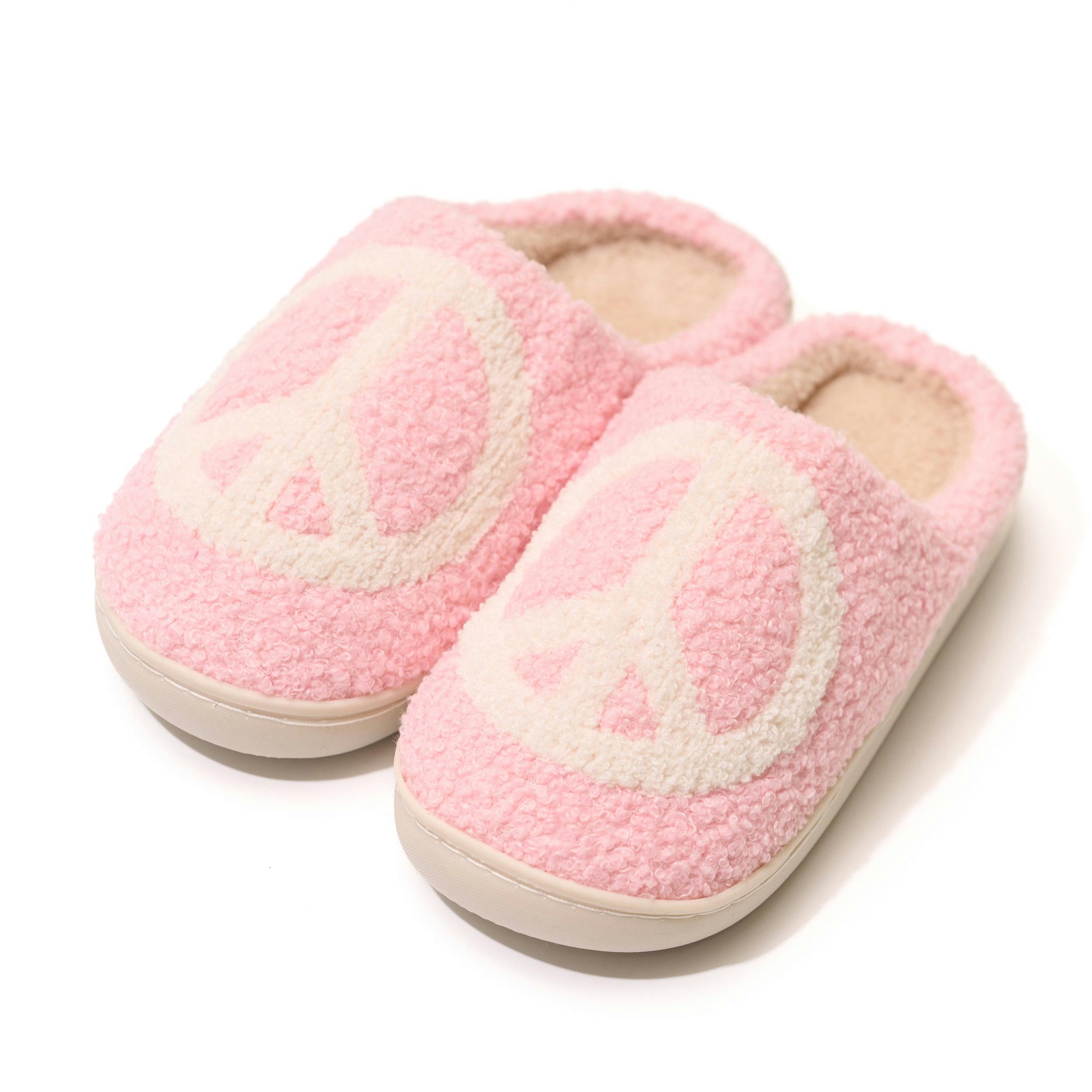 Tweens Plush Slippers with a Peace Design