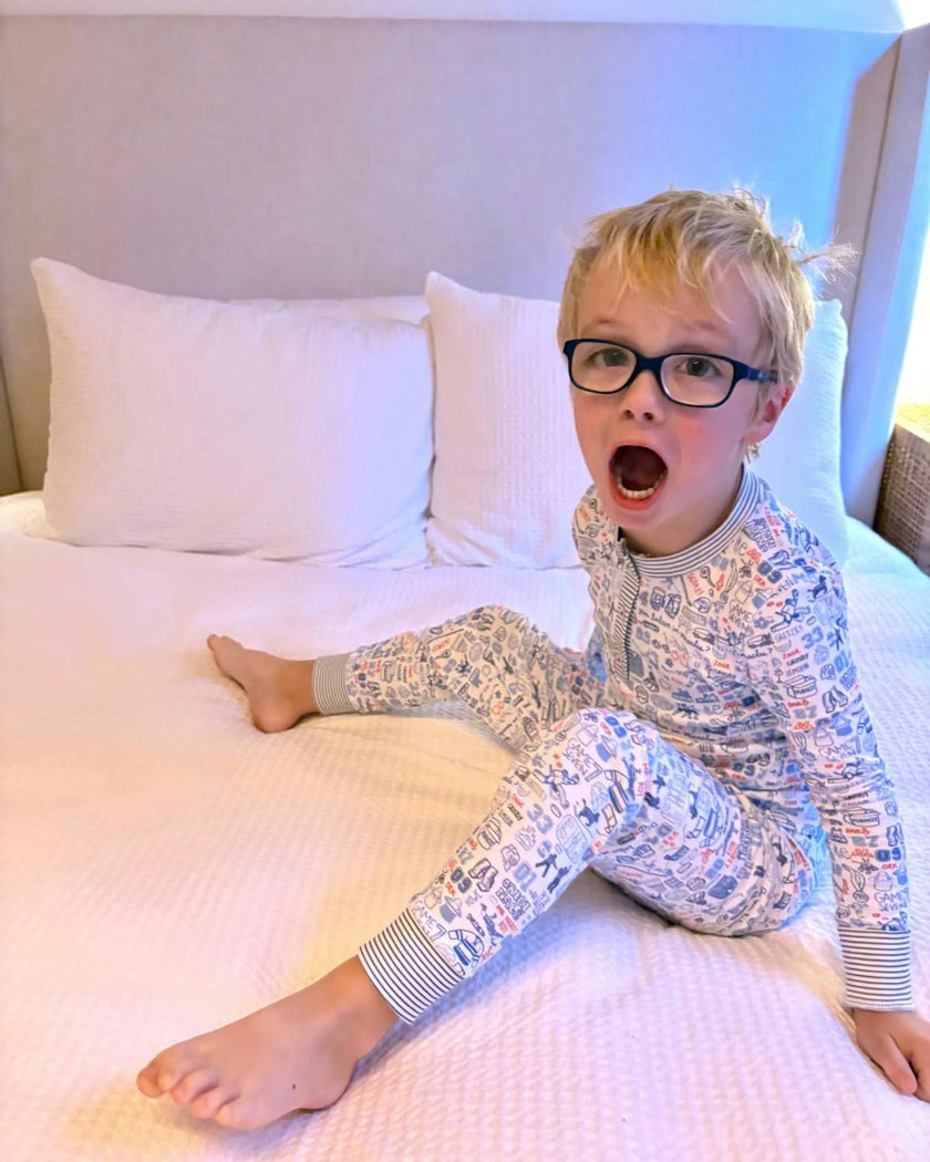 Hockey Two Piece Kids Henley Pajamas